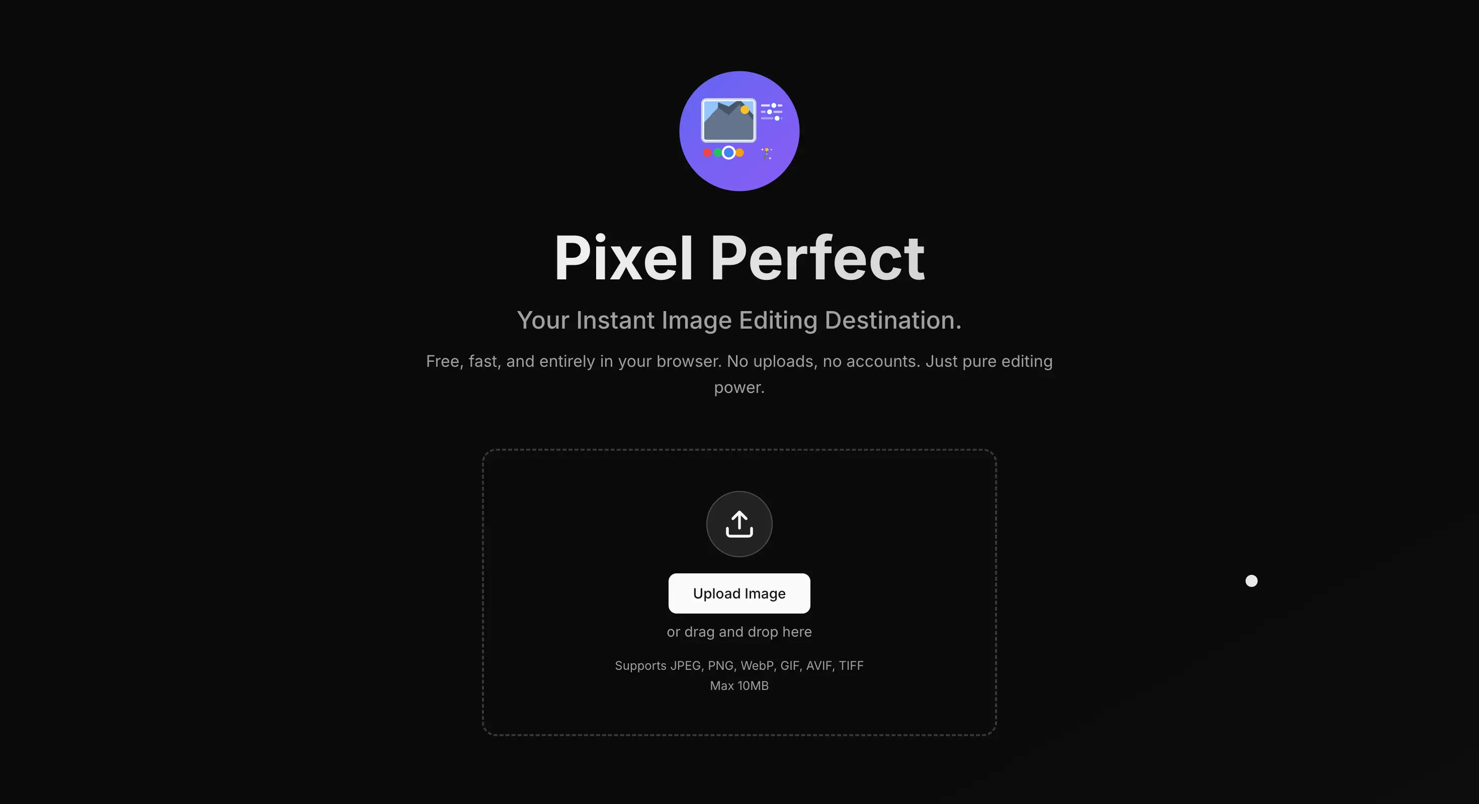 Pixel Perfect — in-browser image editor interface