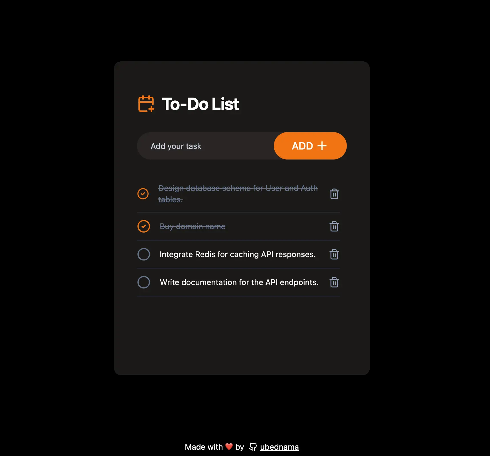 Todo App — screenshot